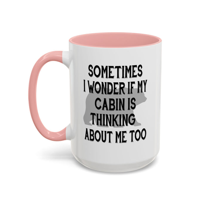Coffee Mug, Cabin Thinking About Me, Bear Gift, Funny Tea Cup, Novelty Drinkware, Cute Bear Mug, Country Bear Cabin Cup, Gift
