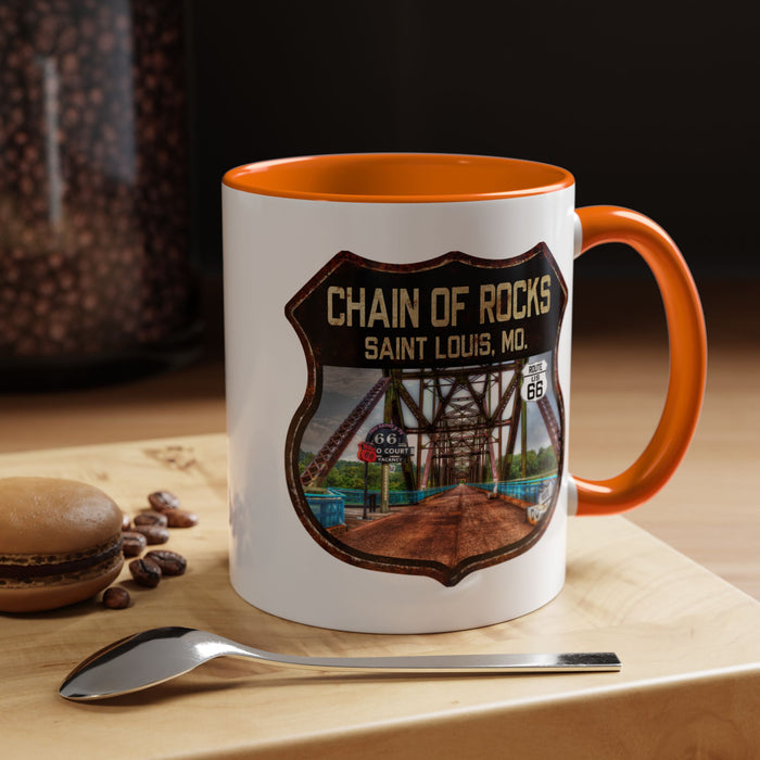 Mug Chain of Rocks Bridge Route 66 Shield Illinois 11oz