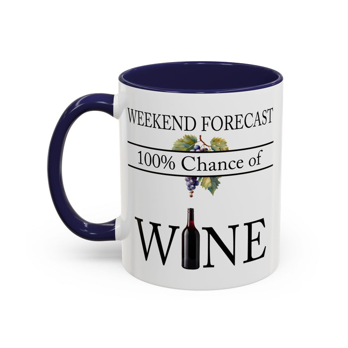 Copy of Funny Wine Lover Mug, 100% Chance of Wine in the Forecast, Gift for Wine Enthusiast Accent Coffee Mug (11, 15oz) A0012