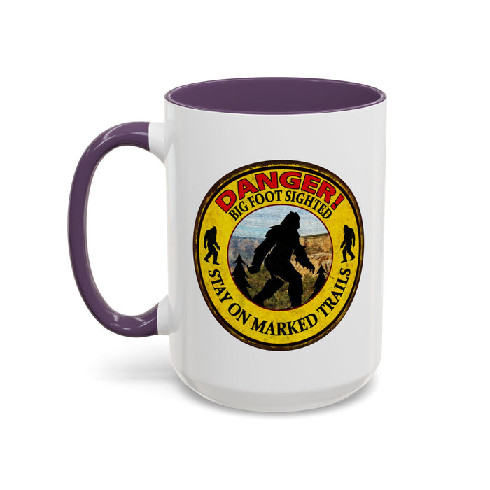 Big Foot Mug Danger Big Foot Sighted - Funny Yeti Gift Accent Coffee Mug (11, 15oz)
