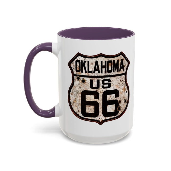 Mug Vintage Rusty Route 66 Highway Shield Oklahoma Route 66 Gift 11oz, 15oz