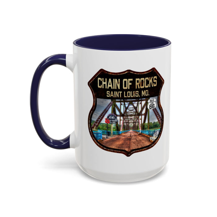 Mug Chain of Rocks Bridge Route 66 Shield Illinois 11oz