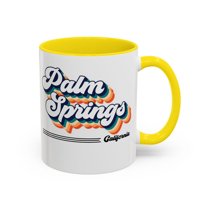 Coffee Mug, Palm Springs Retro 80s Vibe Big Text, Tea Cup, Hot Chocolate Mug, Unique Gift for Palm Spring Lovers, Birthday Gift for Coffee