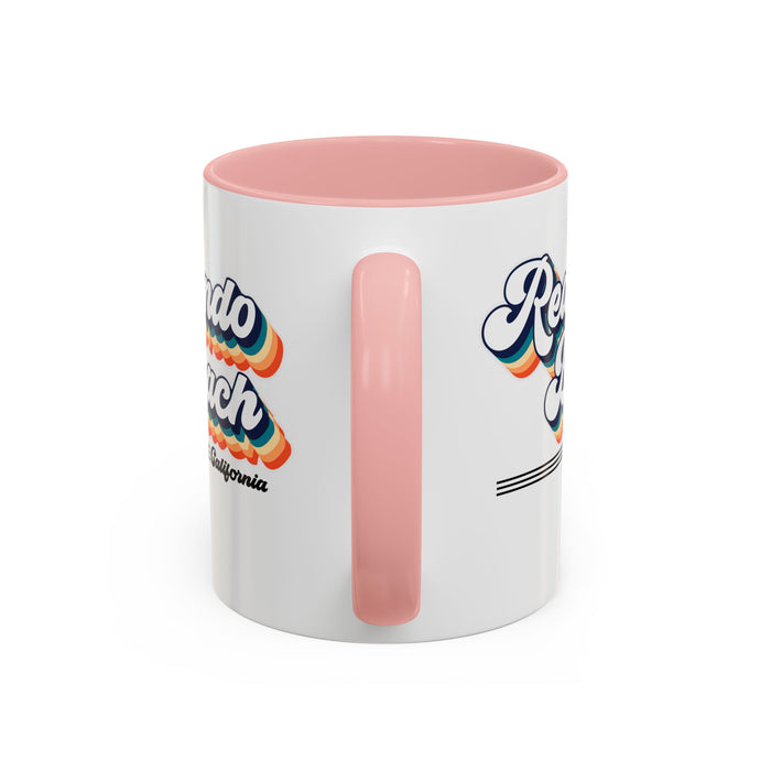 Coffee Mug, Redondo Beach Retro 80s Vibe Big Text, Tea Cup, Hot Chocolate Mug, Unique Gift for Beach Lovers, Birthday Gift for Coffee