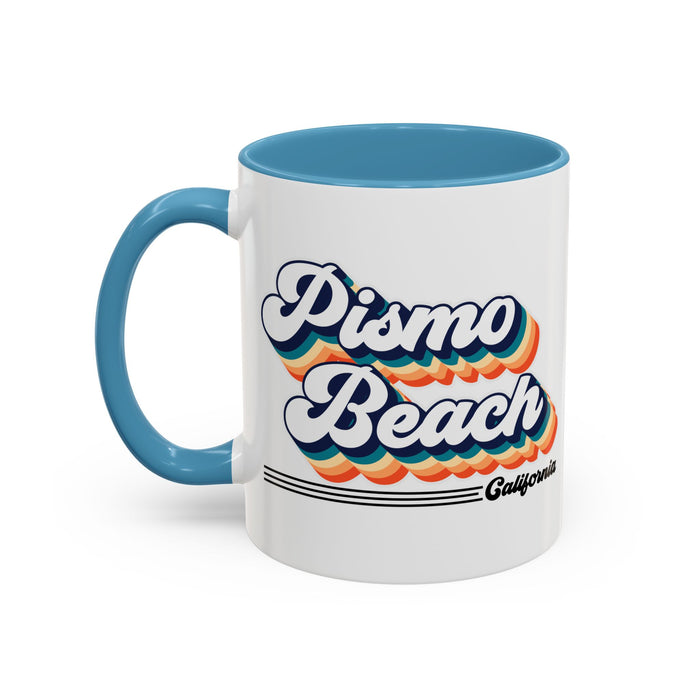 Coffee Mug, Pismo Beach Retro 80s Vibe Big Text, Tea Cup, Hot Chocolate Mug, Unique Gift for Beach Lovers, Birthday Gift for Coffee