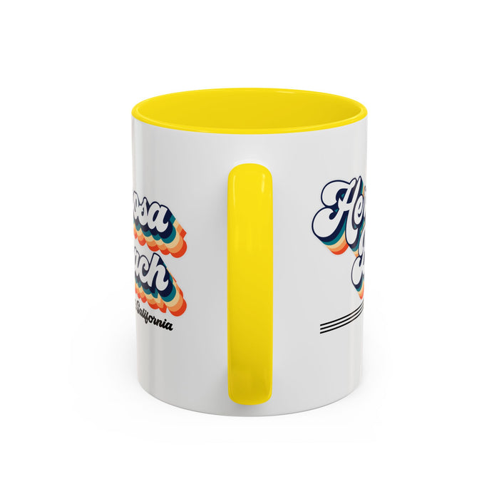 Coffee Mug, Hermosa Beach Retro 80s Vibe Big Text, Tea Cup, Hot Chocolate Mug, Unique Gift for Beach Lovers, Birthday Gift for Coffee