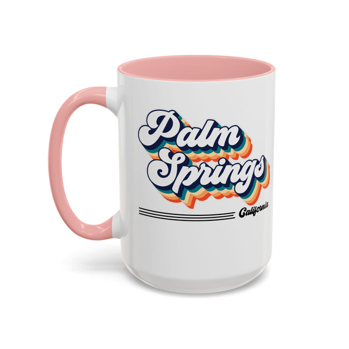 Coffee Mug, Palm Springs Retro 80s Vibe Big Text, Tea Cup, Hot Chocolate Mug, Unique Gift for Palm Spring Lovers, Birthday Gift for Coffee