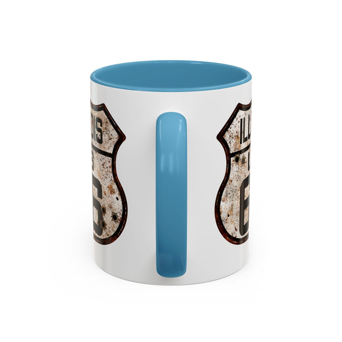 Mug Vintage Rusty Route 66 Highway Shield Illinois Route 66 Gift 11oz, 15oz