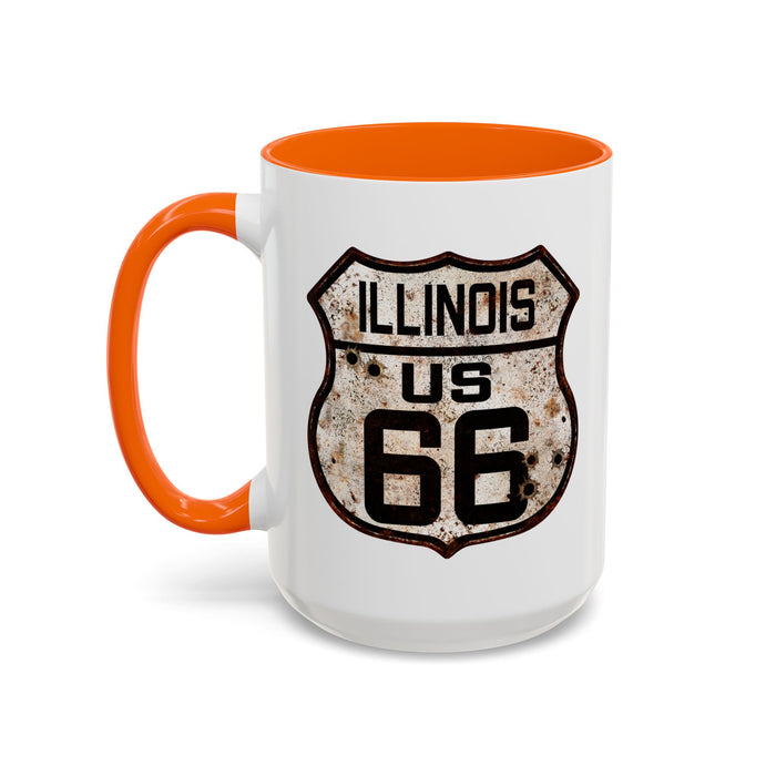 Mug Vintage Rusty Route 66 Highway Shield Illinois Route 66 Gift 11oz, 15oz