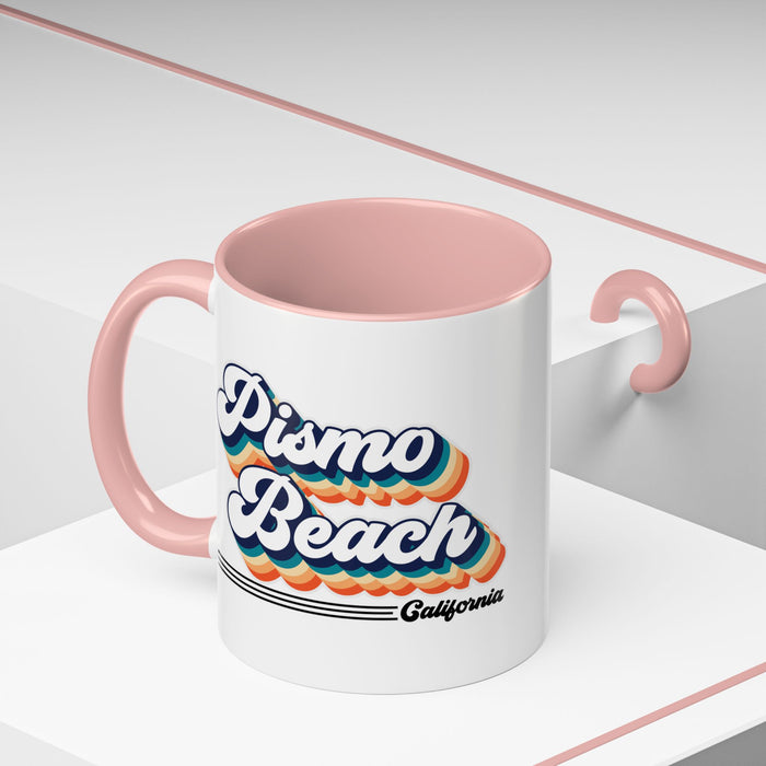 Coffee Mug, Pismo Beach Retro 80s Vibe Big Text, Tea Cup, Hot Chocolate Mug, Unique Gift for Beach Lovers, Birthday Gift for Coffee