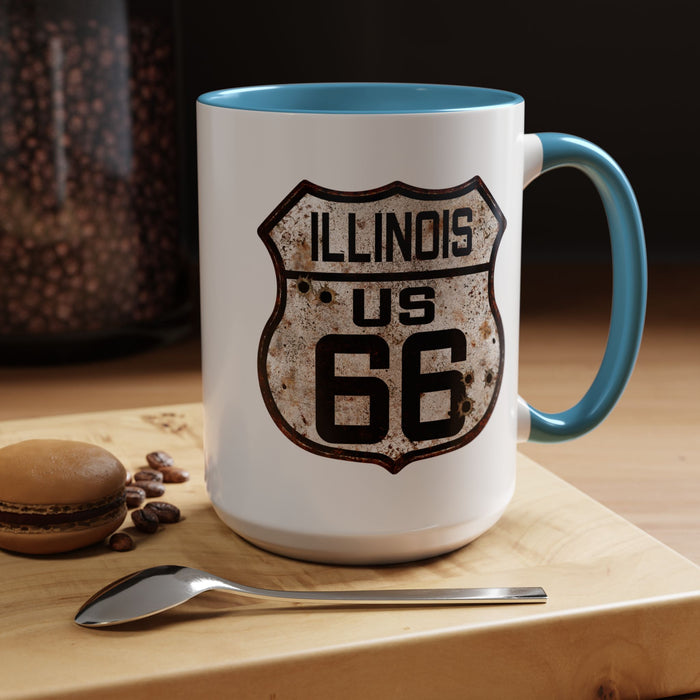 Mug Vintage Rusty Route 66 Highway Shield Illinois Route 66 Gift 11oz, 15oz