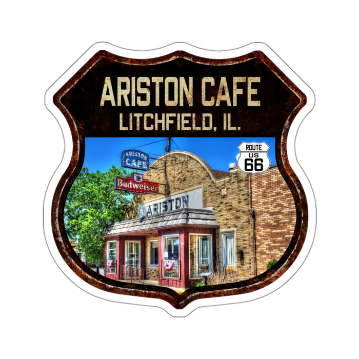 Sticker Ariston Cafe Litchfield Route 66 Shield Illinois Kiss-Cut Stickers