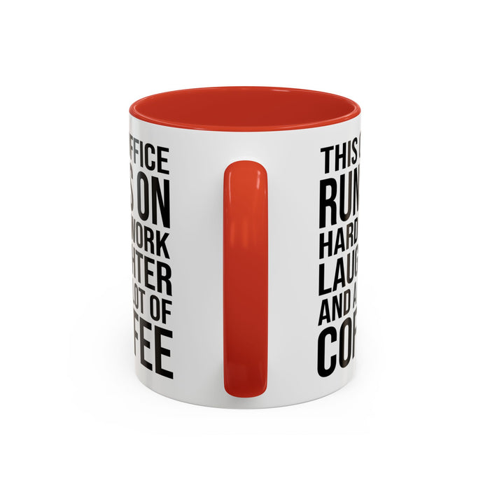 Office Coffee Mug, Runs on Coffee, Gift for him / her, Colleague Mug, Gift Idea for Office Workers, Office Mug, Colleague Gift Mug A0022-002 Accent Coffee Mug (11, 15oz)