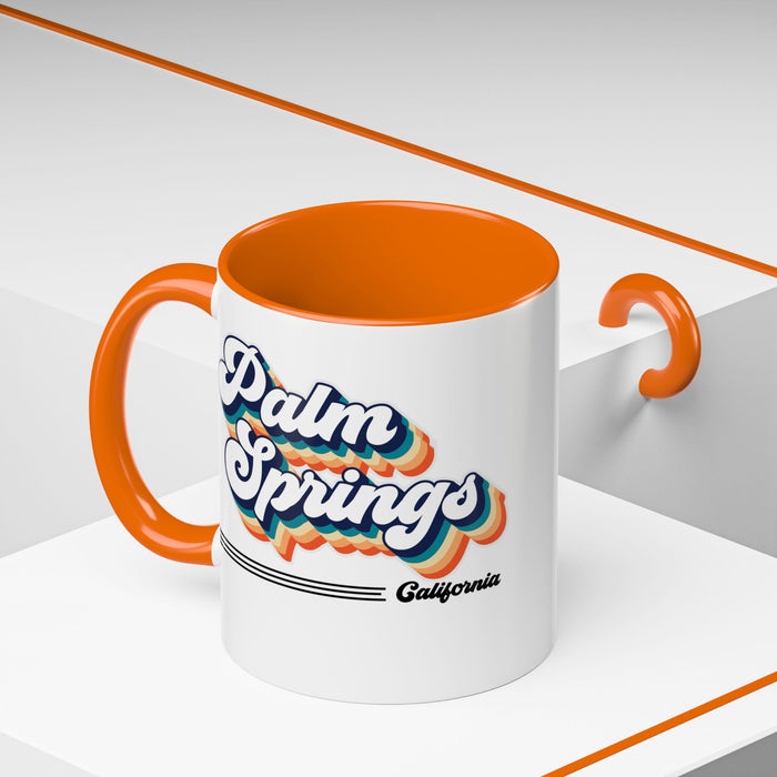 Coffee Mug, Palm Springs Retro 80s Vibe Big Text, Tea Cup, Hot Chocolate Mug, Unique Gift for Palm Spring Lovers, Birthday Gift for Coffee