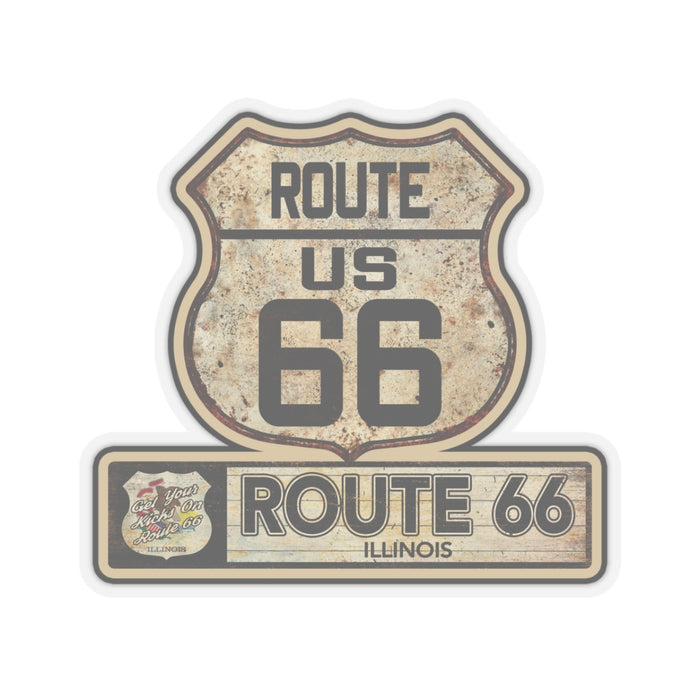 Vintage Illinois Route 66 Shield Sticker - Travel Souvenir Kiss-Cut Stickers