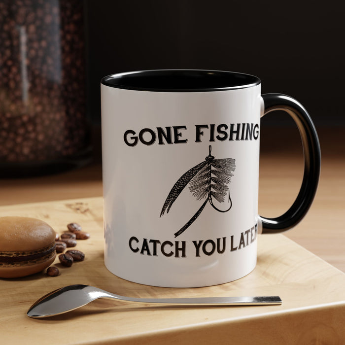 Coffee Mug, Gone Fishing Gift for Dad or Grandpa, Fly Fishing Mug