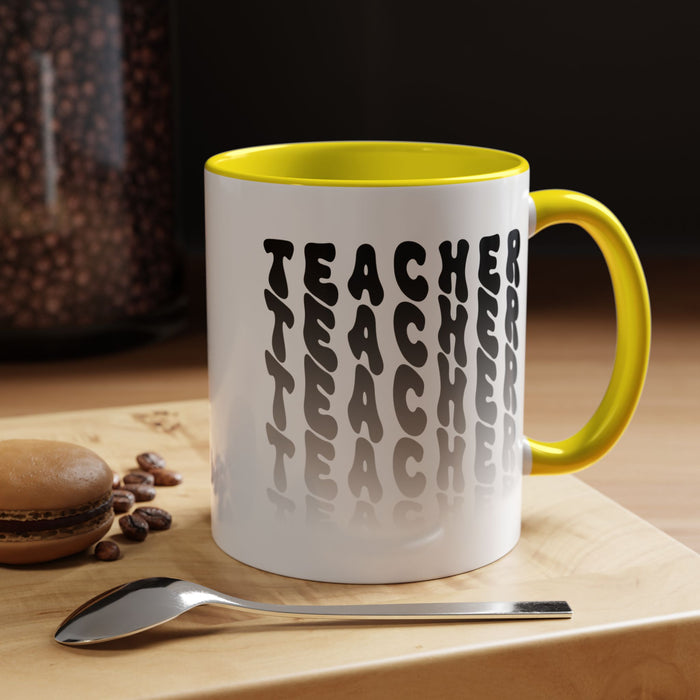 Mug -Teacher in Wavy Black Gradient Text, Gift for Teachers