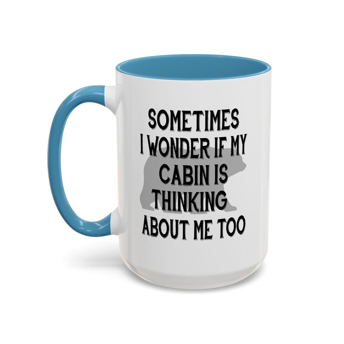 Coffee Mug, Cabin Thinking About Me, Bear Gift, Funny Tea Cup, Novelty Drinkware, Cute Bear Mug, Country Bear Cabin Cup, Gift