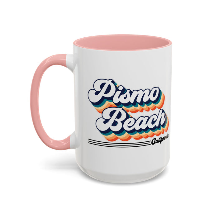 Coffee Mug, Pismo Beach Retro 80s Vibe Big Text, Tea Cup, Hot Chocolate Mug, Unique Gift for Beach Lovers, Birthday Gift for Coffee