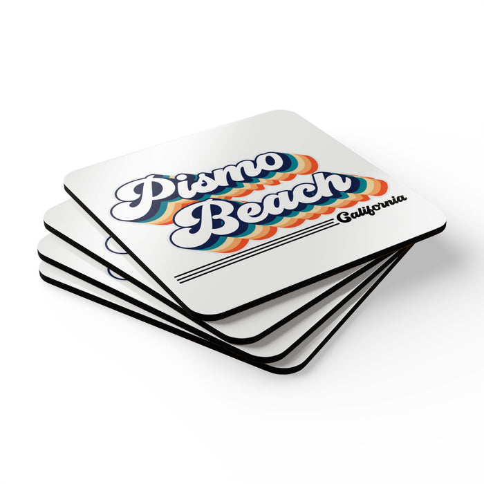 Retro Groovy Pismo Beach California Corkwood Coaster Set