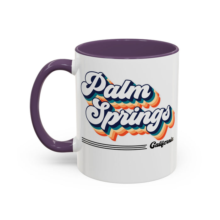 Coffee Mug, Palm Springs Retro 80s Vibe Big Text, Tea Cup, Hot Chocolate Mug, Unique Gift for Palm Spring Lovers, Birthday Gift for Coffee