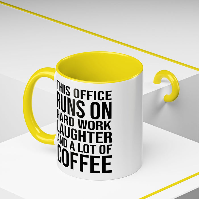 Office Coffee Mug, Runs on Coffee, Gift for him / her, Colleague Mug, Gift Idea for Office Workers, Office Mug, Colleague Gift Mug A0022-002 Accent Coffee Mug (11, 15oz)