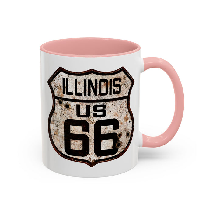 Mug Vintage Rusty Route 66 Highway Shield Illinois Route 66 Gift 11oz, 15oz