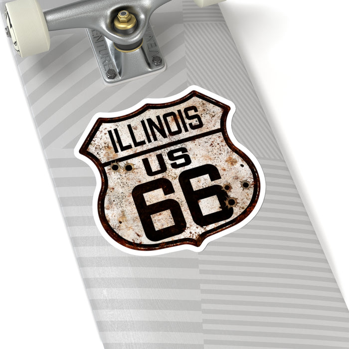 Sticker Vintage Illinois Route 66 Shield with Bullet Holes Kiss-Cut Stickers
