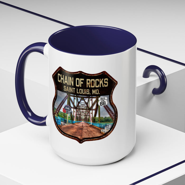 Mug Chain of Rocks Bridge Route 66 Shield Illinois 11oz