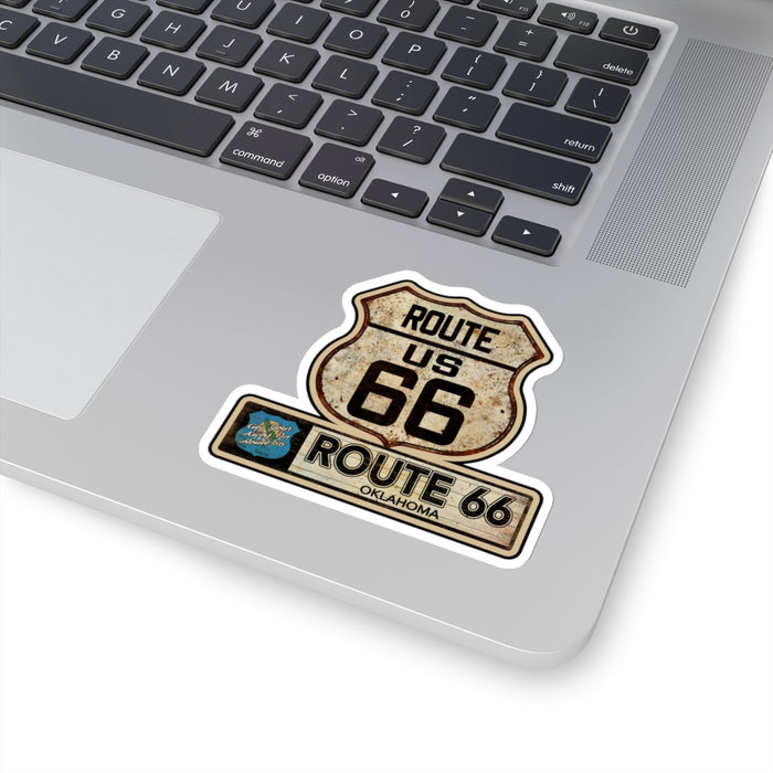 Vintage Oklahoma Route 66 Shield Sticker - Travel Souvenir Kiss-Cut Stickers