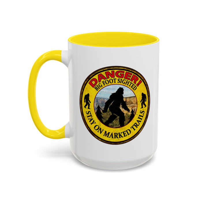 Big Foot Mug Danger Big Foot Sighted - Funny Yeti Gift Accent Coffee Mug (11, 15oz)