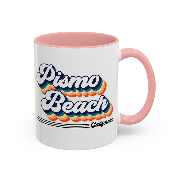 Coffee Mug, Pismo Beach Retro 80s Vibe Big Text, Tea Cup, Hot Chocolate Mug, Unique Gift for Beach Lovers, Birthday Gift for Coffee