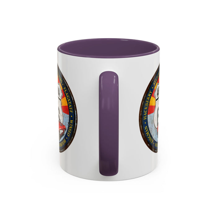 Retro Arizona Route 66 Sign Coffee Mug - Vintage Round Style Mug (11, 15oz)