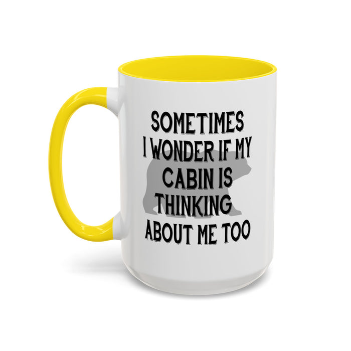 Coffee Mug, Cabin Thinking About Me, Bear Gift, Funny Tea Cup, Novelty Drinkware, Cute Bear Mug, Country Bear Cabin Cup, Gift