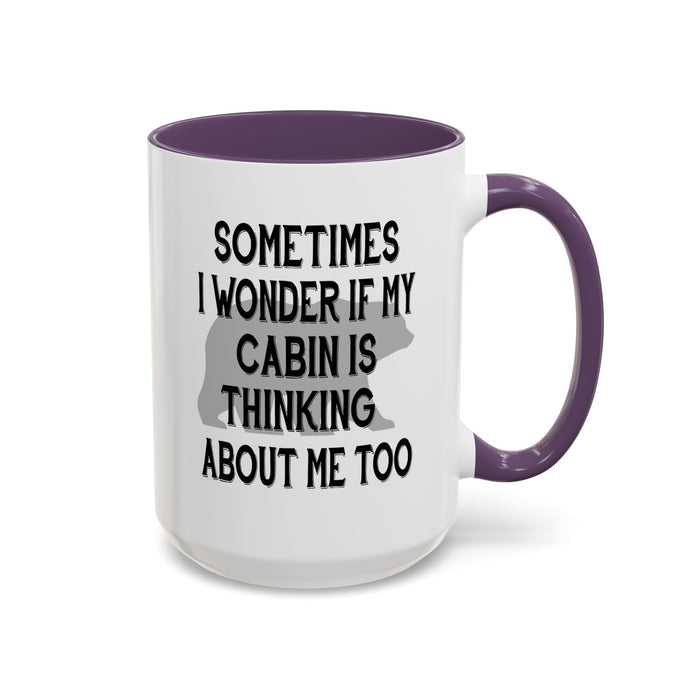 Coffee Mug, Cabin Thinking About Me, Bear Gift, Funny Tea Cup, Novelty Drinkware, Cute Bear Mug, Country Bear Cabin Cup, Gift