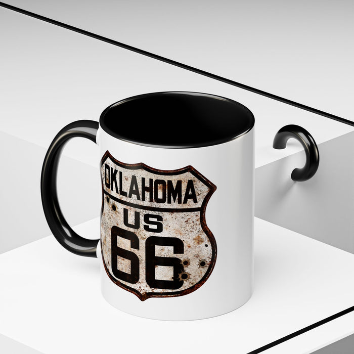 Mug Vintage Rusty Route 66 Highway Shield Oklahoma Route 66 Gift 11oz, 15oz