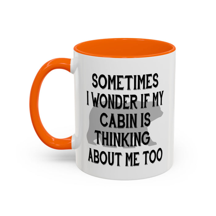 Coffee Mug, Cabin Thinking About Me, Bear Gift, Funny Tea Cup, Novelty Drinkware, Cute Bear Mug, Country Bear Cabin Cup, Gift