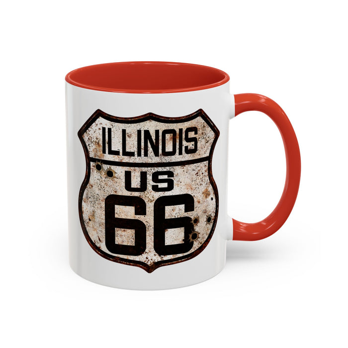 Mug Vintage Rusty Route 66 Highway Shield Illinois Route 66 Gift 11oz, 15oz