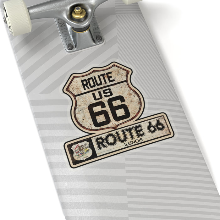 Vintage Illinois Route 66 Shield Sticker - Travel Souvenir Kiss-Cut Stickers