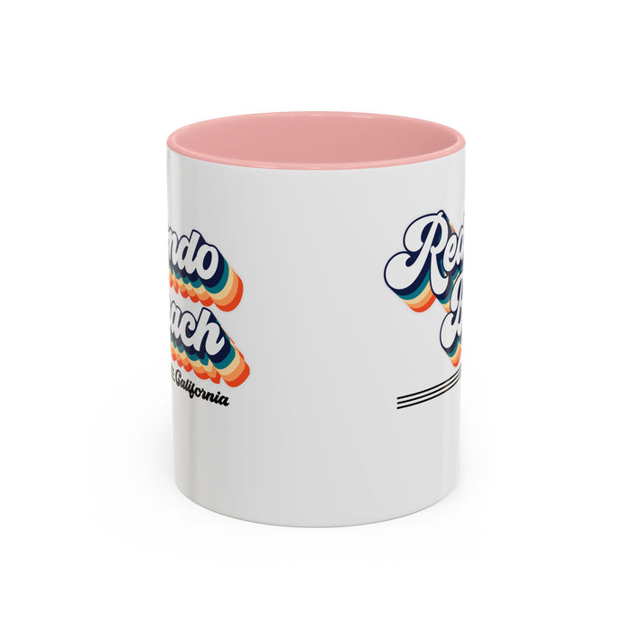 Coffee Mug, Redondo Beach Retro 80s Vibe Big Text, Tea Cup, Hot Chocolate Mug, Unique Gift for Beach Lovers, Birthday Gift for Coffee