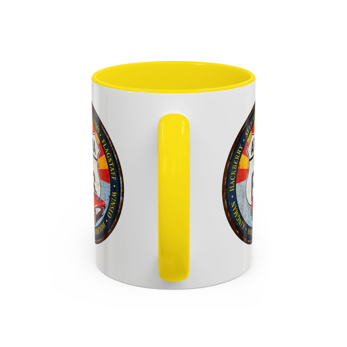 Retro Arizona Route 66 Sign Coffee Mug - Vintage Round Style Mug (11, 15oz)