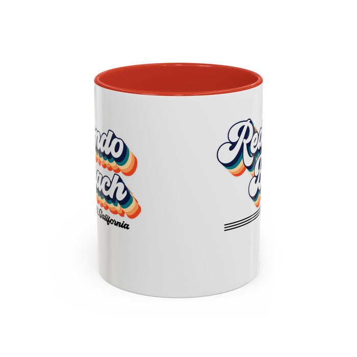 Coffee Mug, Redondo Beach Retro 80s Vibe Big Text, Tea Cup, Hot Chocolate Mug, Unique Gift for Beach Lovers, Birthday Gift for Coffee