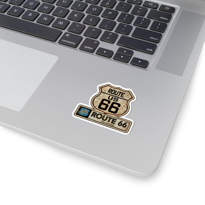 Vintage Oklahoma Route 66 Shield Sticker - Travel Souvenir Kiss-Cut Stickers