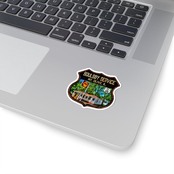 Sticker Soulsby Service Station Route 66 Illinois Shield Kiss-Cut Stickers