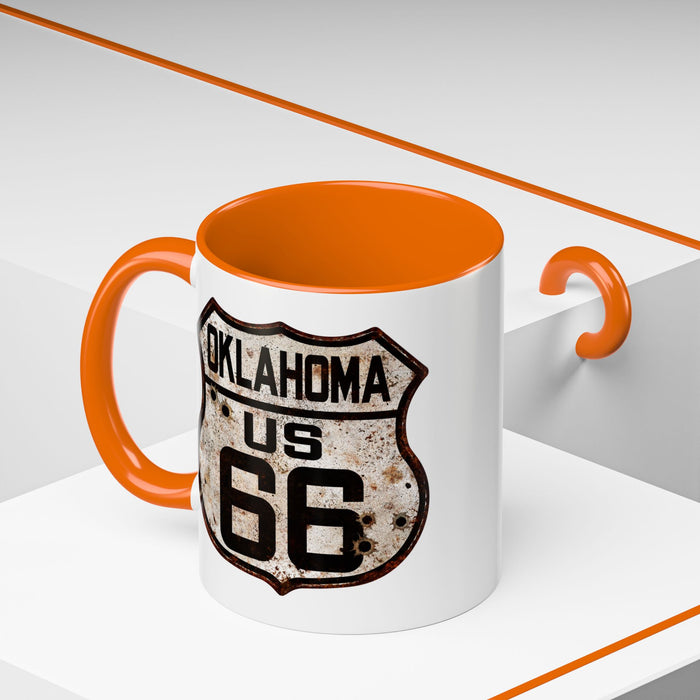 Mug Vintage Rusty Route 66 Highway Shield Oklahoma Route 66 Gift 11oz, 15oz