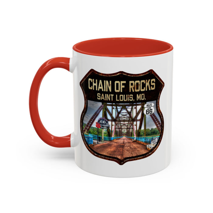 Mug Chain of Rocks Bridge Route 66 Shield Illinois 11oz