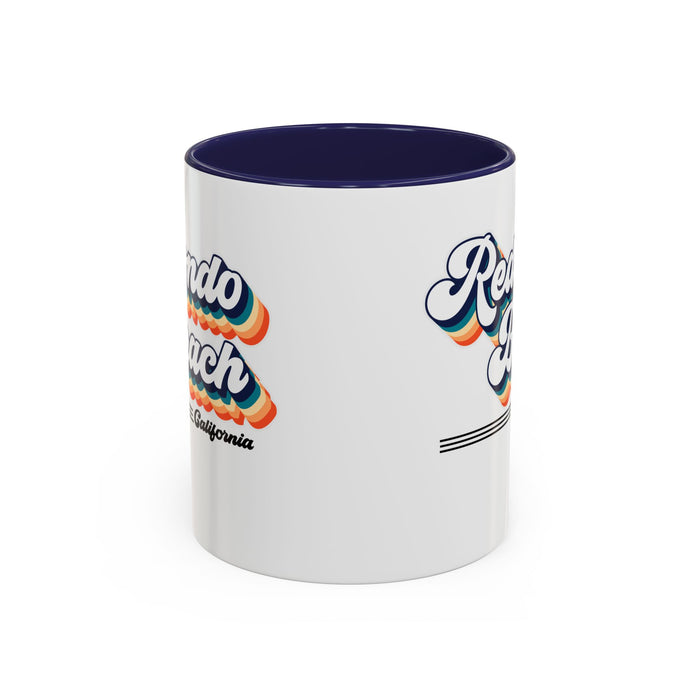 Coffee Mug, Redondo Beach Retro 80s Vibe Big Text, Tea Cup, Hot Chocolate Mug, Unique Gift for Beach Lovers, Birthday Gift for Coffee