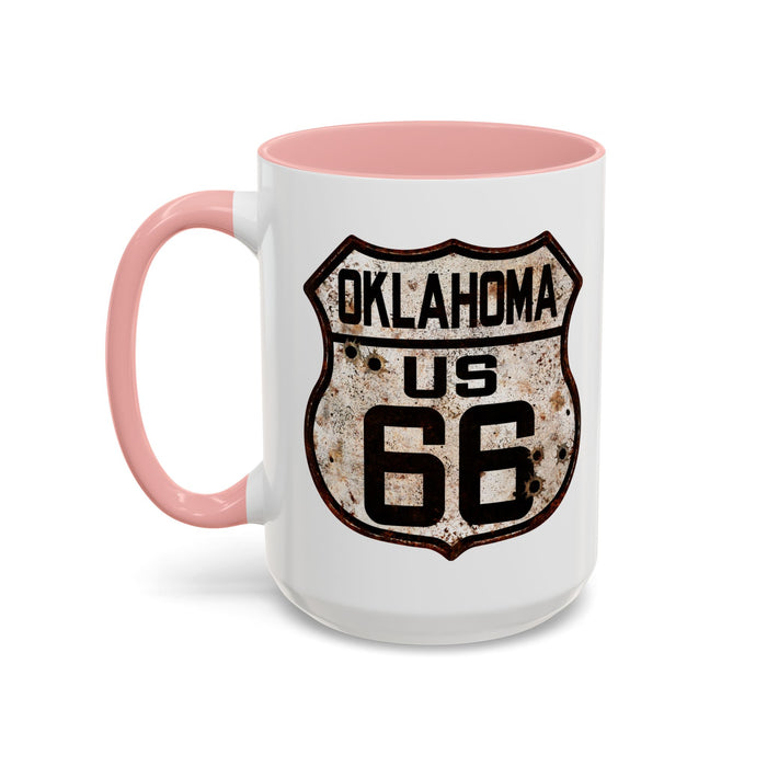 Mug Vintage Rusty Route 66 Highway Shield Oklahoma Route 66 Gift 11oz, 15oz