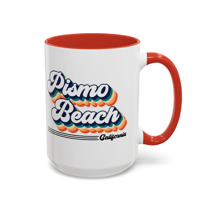 Coffee Mug, Pismo Beach Retro 80s Vibe Big Text, Tea Cup, Hot Chocolate Mug, Unique Gift for Beach Lovers, Birthday Gift for Coffee