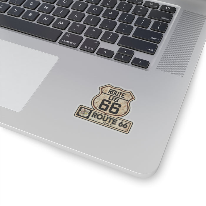 Vintage Illinois Route 66 Shield Sticker - Travel Souvenir Kiss-Cut Stickers